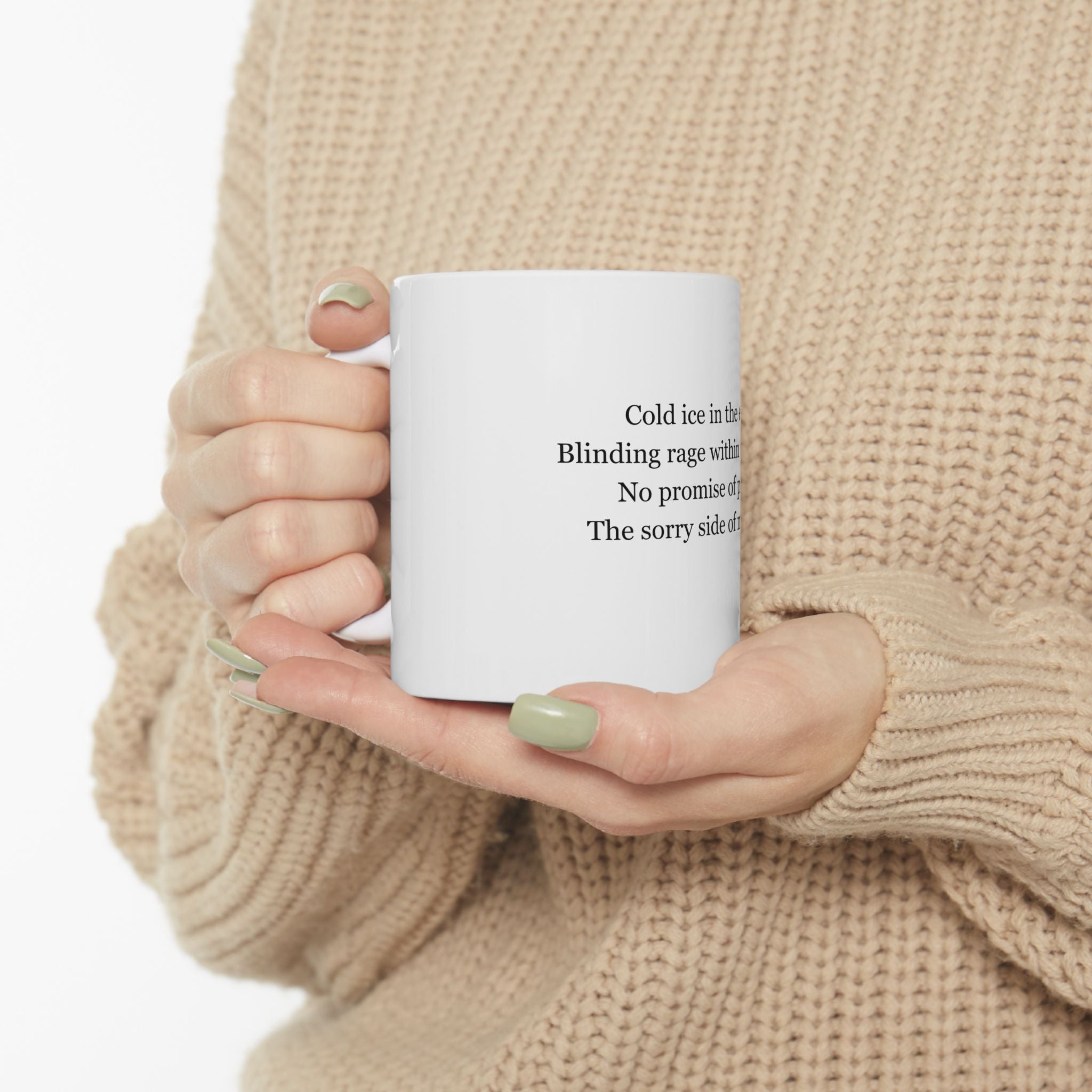 Poetic Verse Ceramic Mug — "Cold ice in the eyes..." 11oz & 15oz