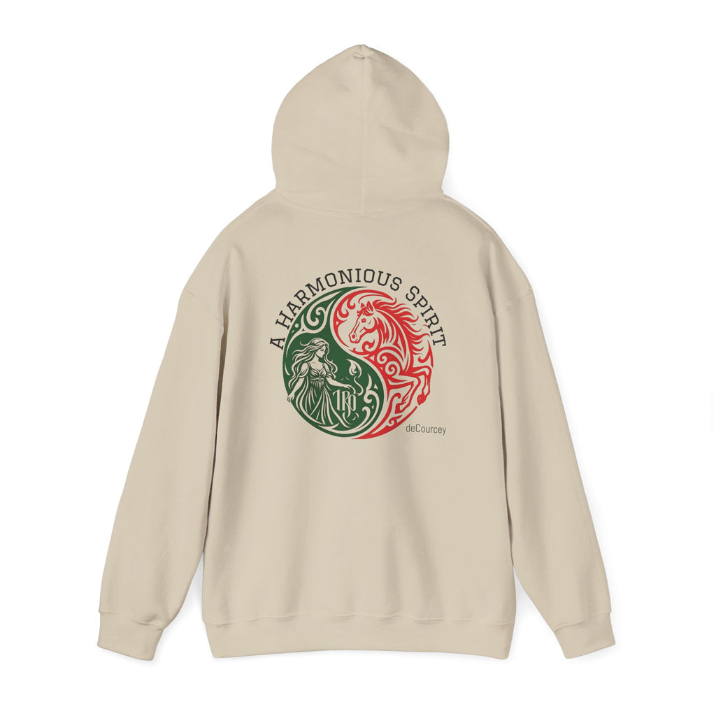 Harmony & Spirit Yin-Yang Hoodie — Floral Green & Red Graphic Sweatshirt