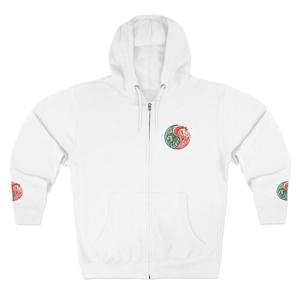 Yin Yang Dragon Zip Hoodie — Joyful & Fierce Inspirational Graphic Hoodie.