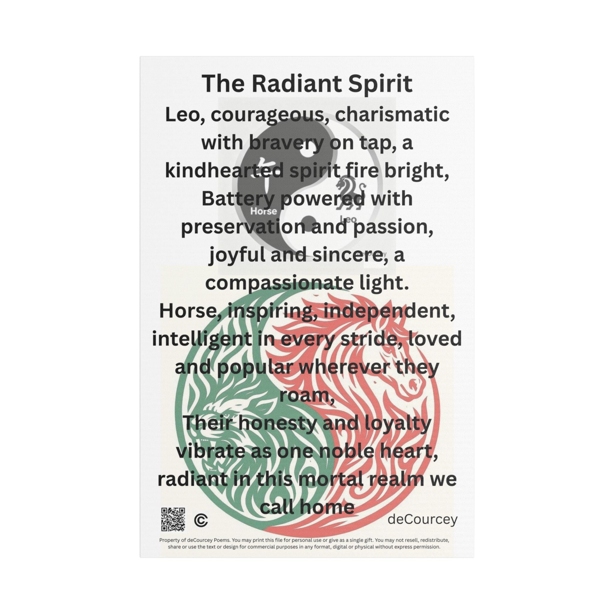 The Radiant Spirit; (1) ; Leo and Horse Zodiac ; Leo Horse Star signs;  Astrology Fiery Horse and Leo Verse; Astrological character Poetry;
