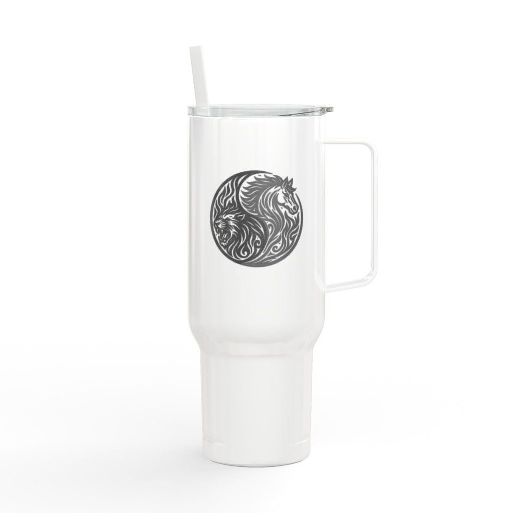 40oz Engraved Insulated Tumbler with Lid — Travel Mug with Handle, Spill-Resistant Straw