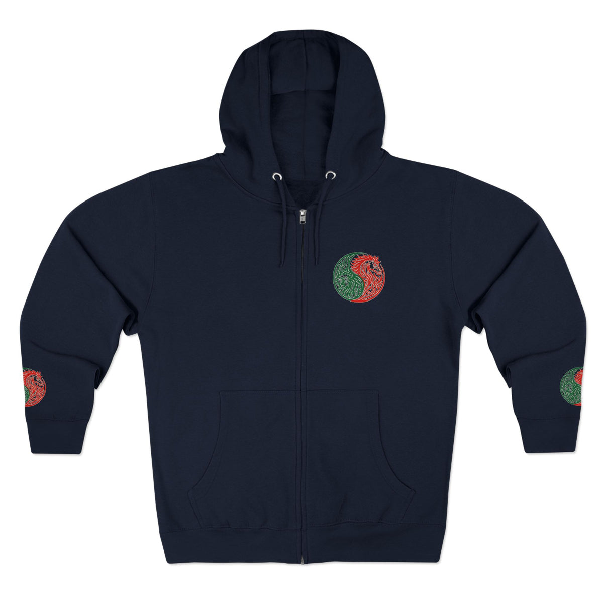 Yin Yang Dragon Zip Hoodie — Joyful & Fierce Inspirational Graphic Hoodie.