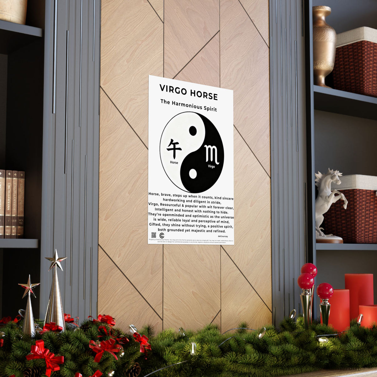 Virgo Horse Poster — Matte Zodiac Yin Yang Print ("The Harmonious Spirit")
