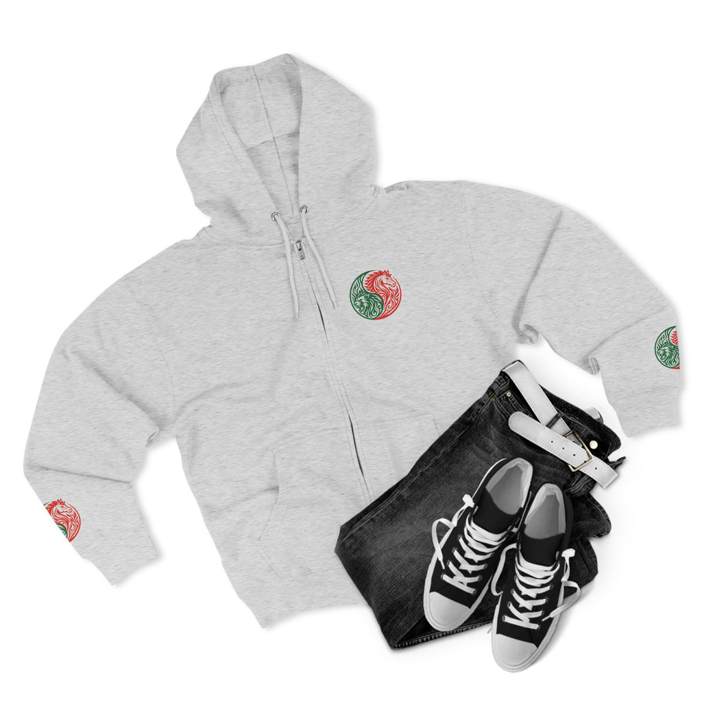 Yin Yang Dragon Zip Hoodie — Joyful & Fierce Inspirational Graphic Hoodie.