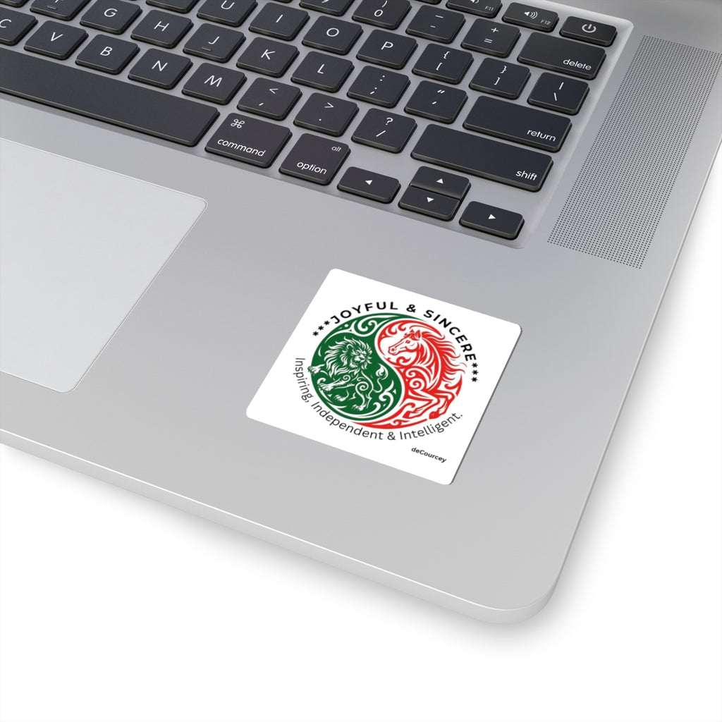 Joyful & Sincere Lion & Horse Yin-Yang Kiss-Cut Sticker — Inspiring, Independent & Intelligent