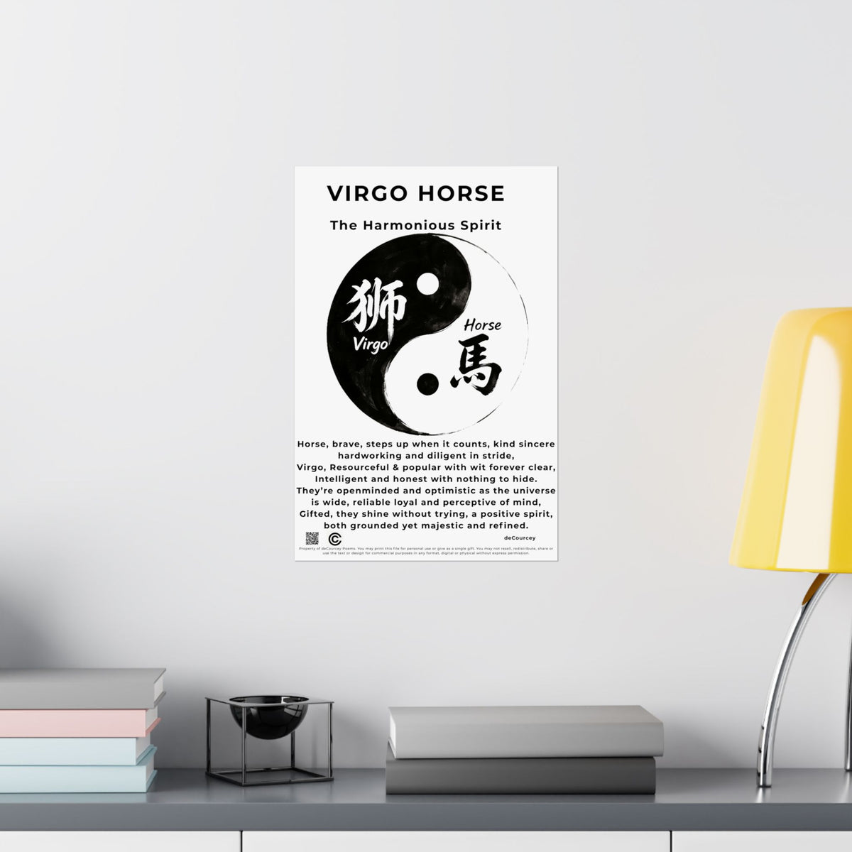 Virgo Horse Zodiac Poster — Matte Vertical Astrology Print