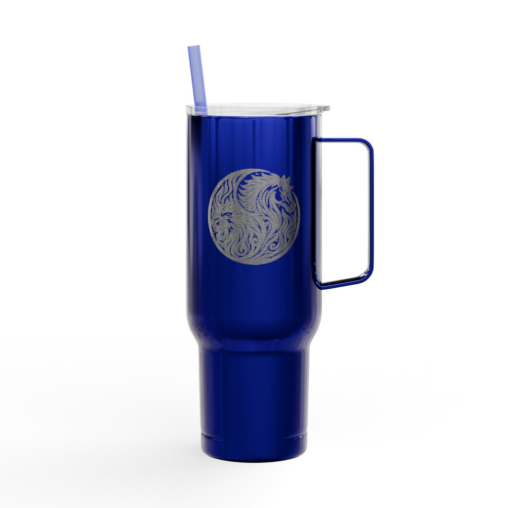 40oz Engraved Insulated Tumbler with Lid — Travel Mug with Handle, Spill-Resistant Straw