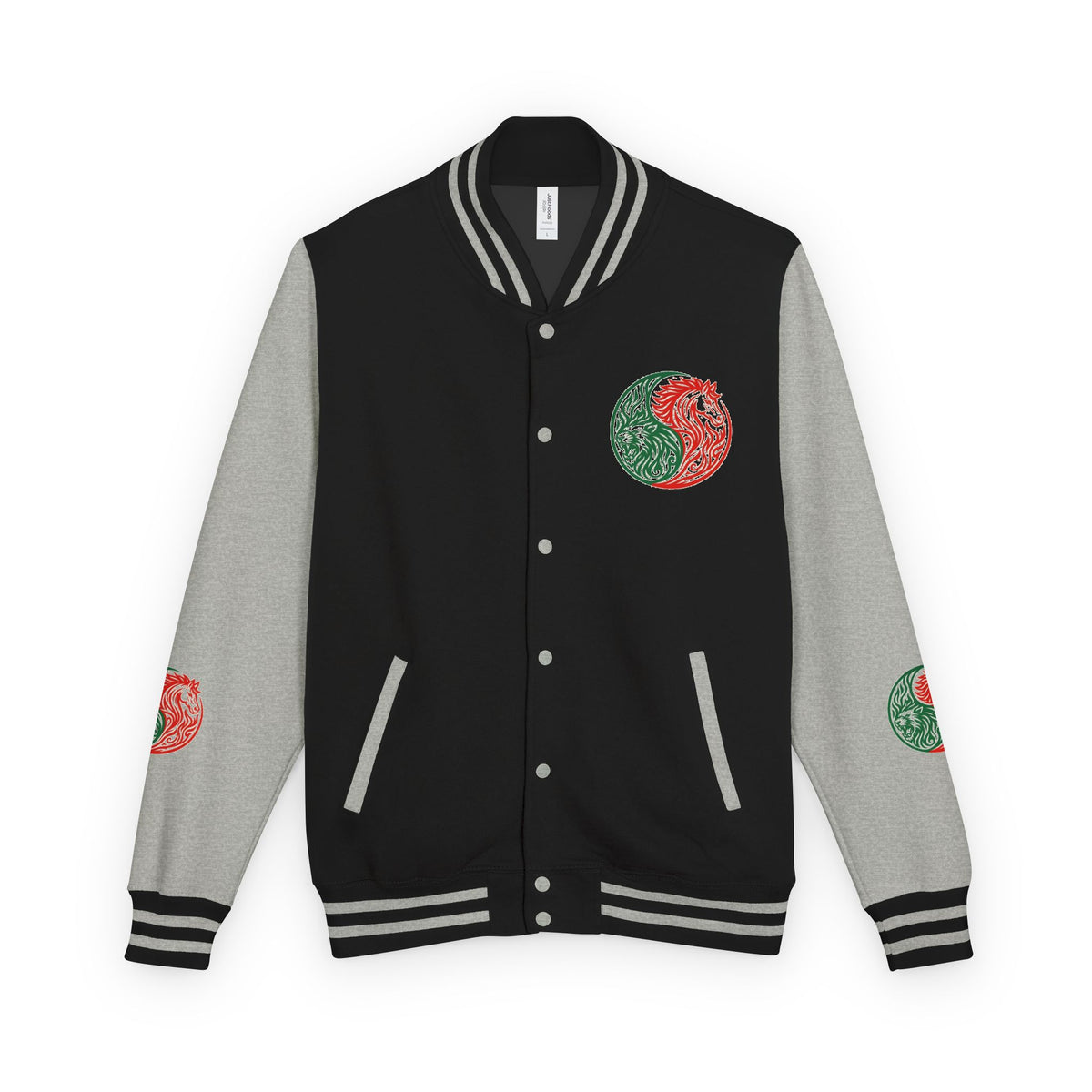Yin Yang Floral Letterman Jacket — Peaceful & Sincere Varsity Jacket