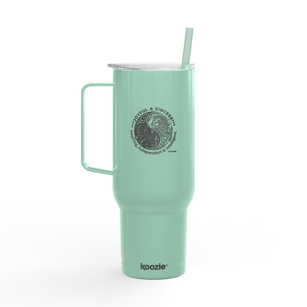 40oz Engraved Insulated Tumbler with Lid — Travel Mug with Handle, Spill-Resistant Straw