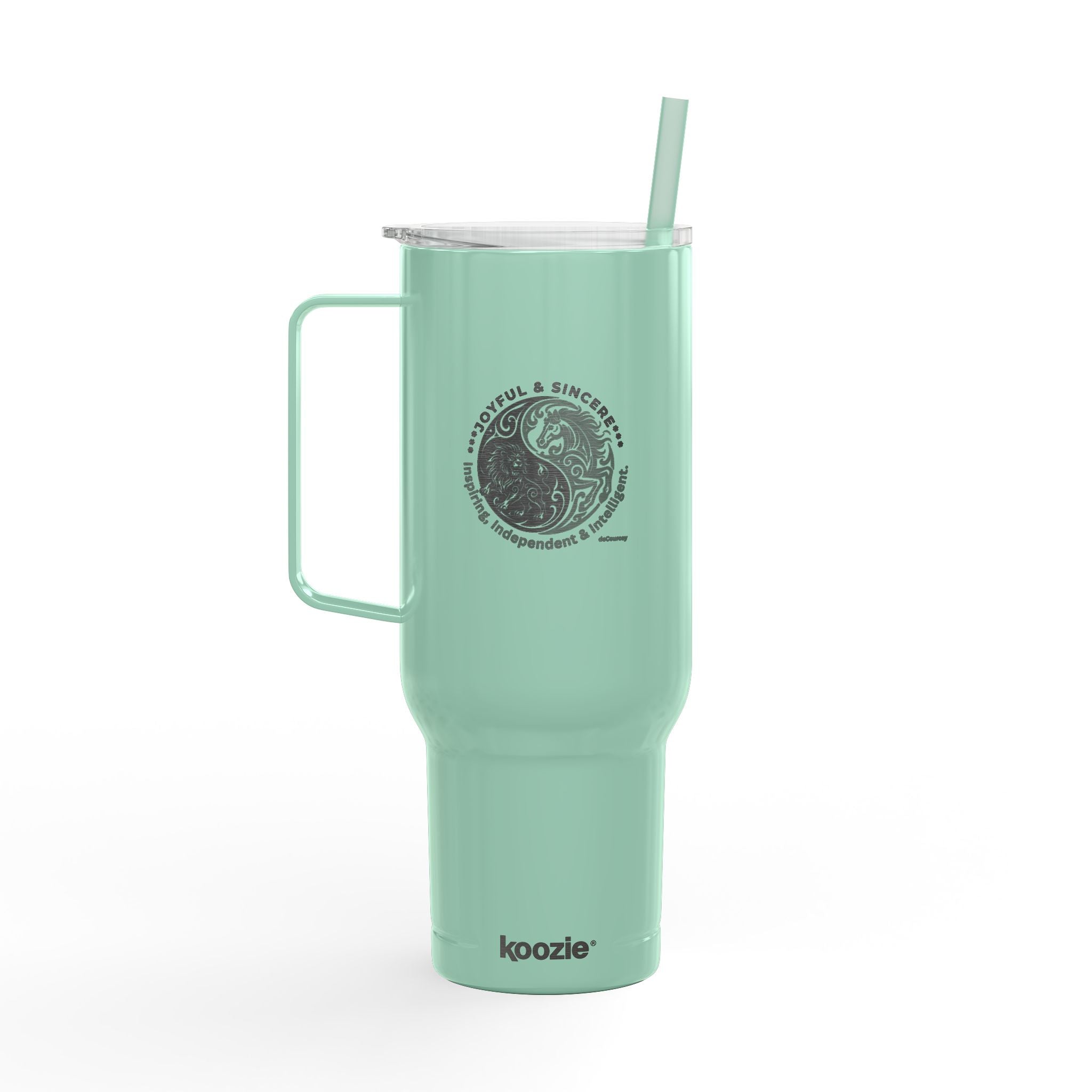 40oz Engraved Insulated Tumbler with Lid — Travel Mug with Handle, Spill-Resistant Straw