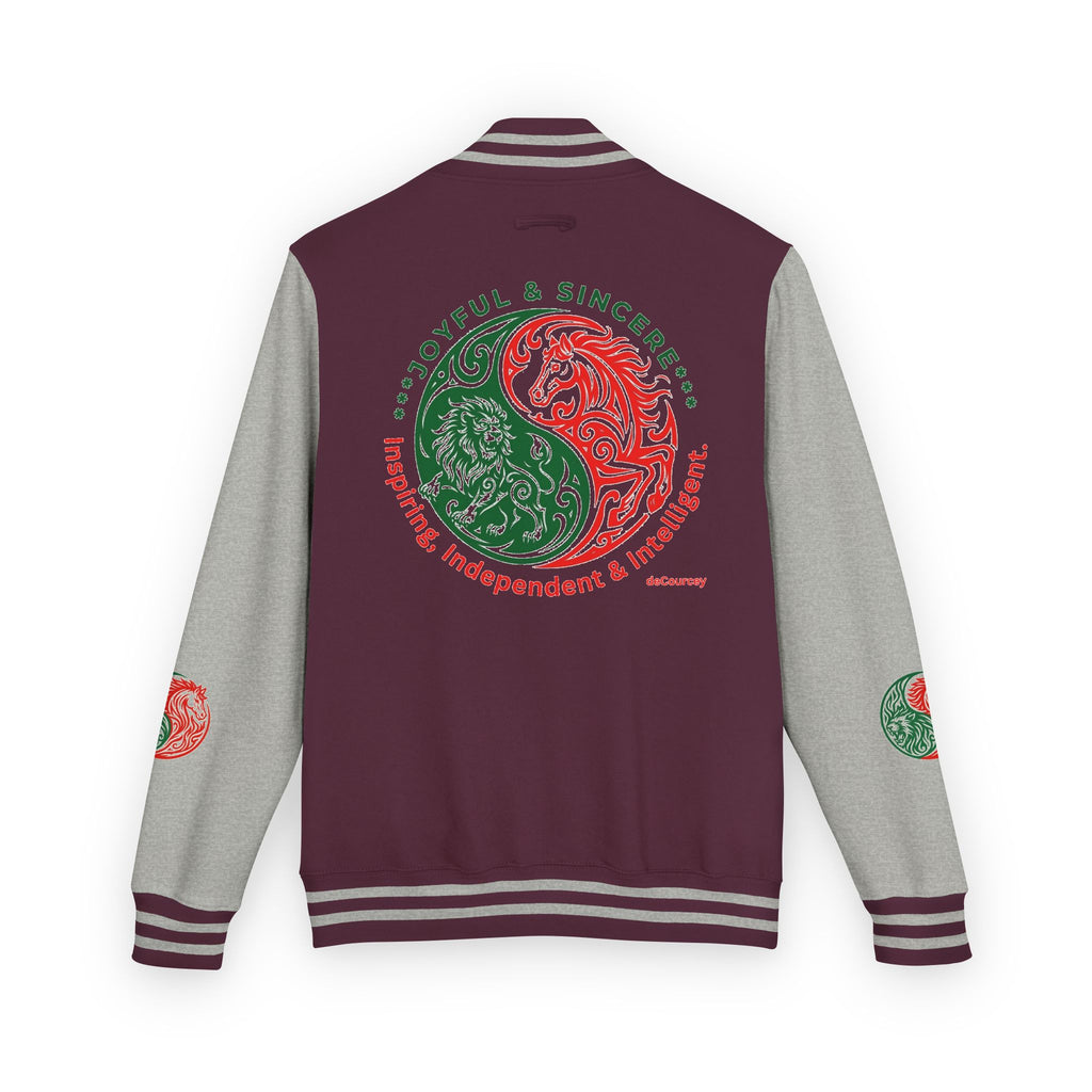 Yin Yang Floral Letterman Jacket — Peaceful & Sincere Varsity Jacket