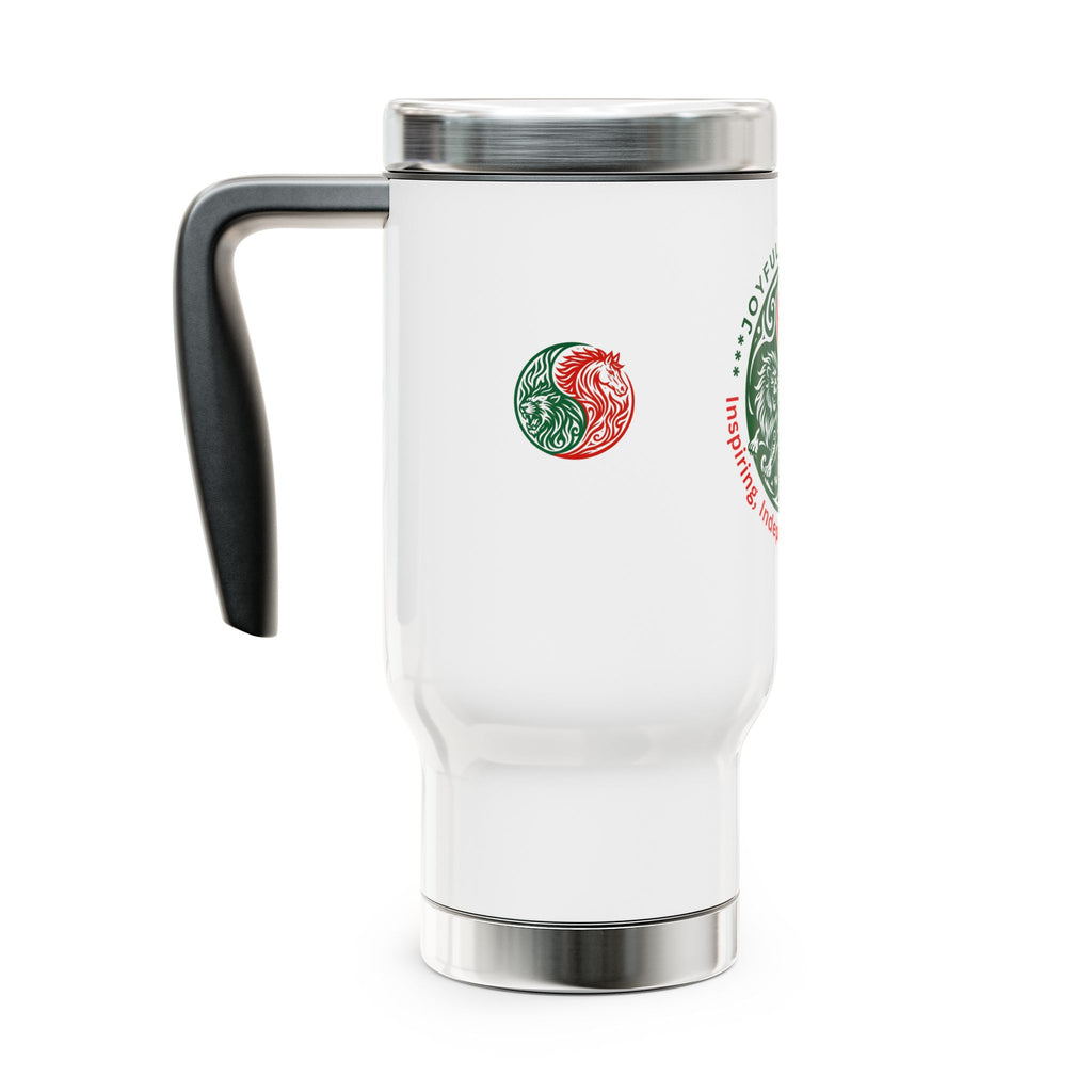 14oz Travel Mug — Joyful & Sincere Yin-Yang Design (Inspires, Independent & Intelligent)