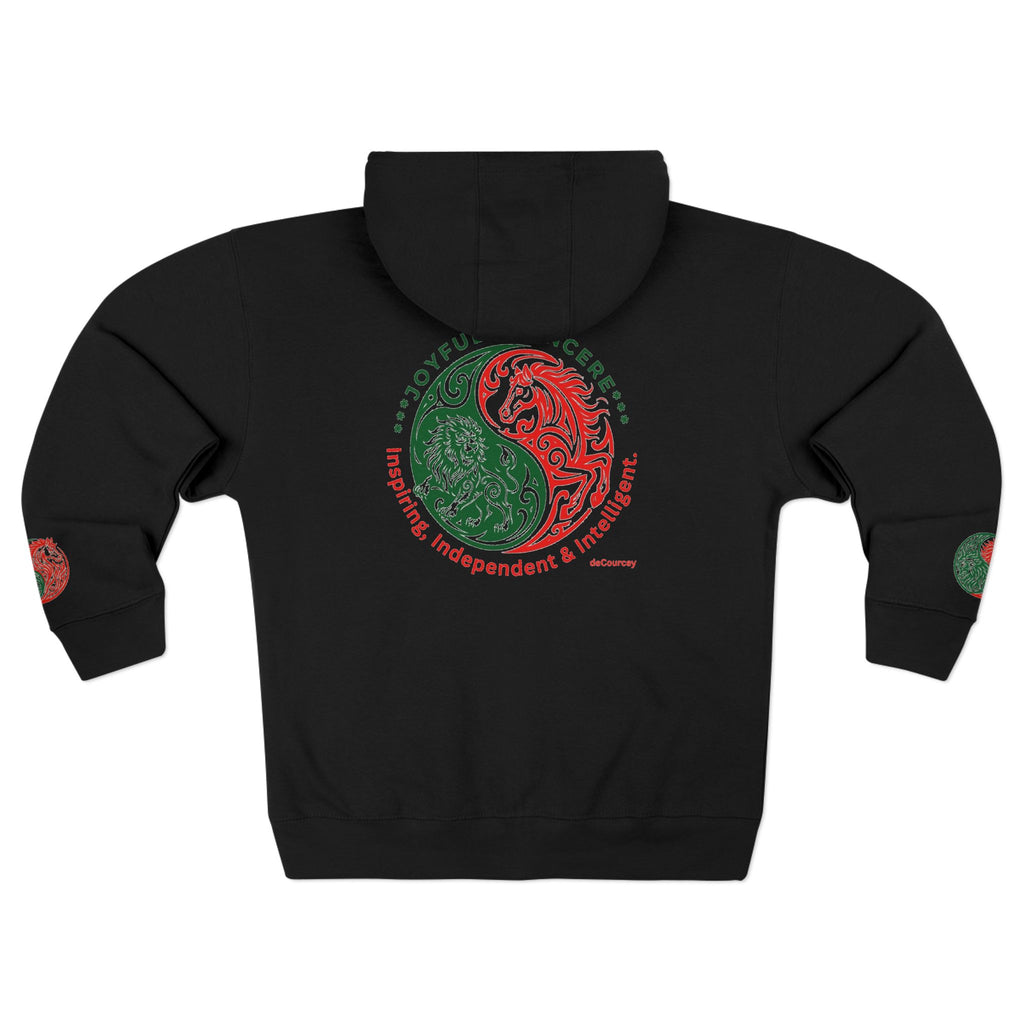 Yin Yang Dragon Zip Hoodie — Joyful & Fierce Inspirational Graphic Hoodie.