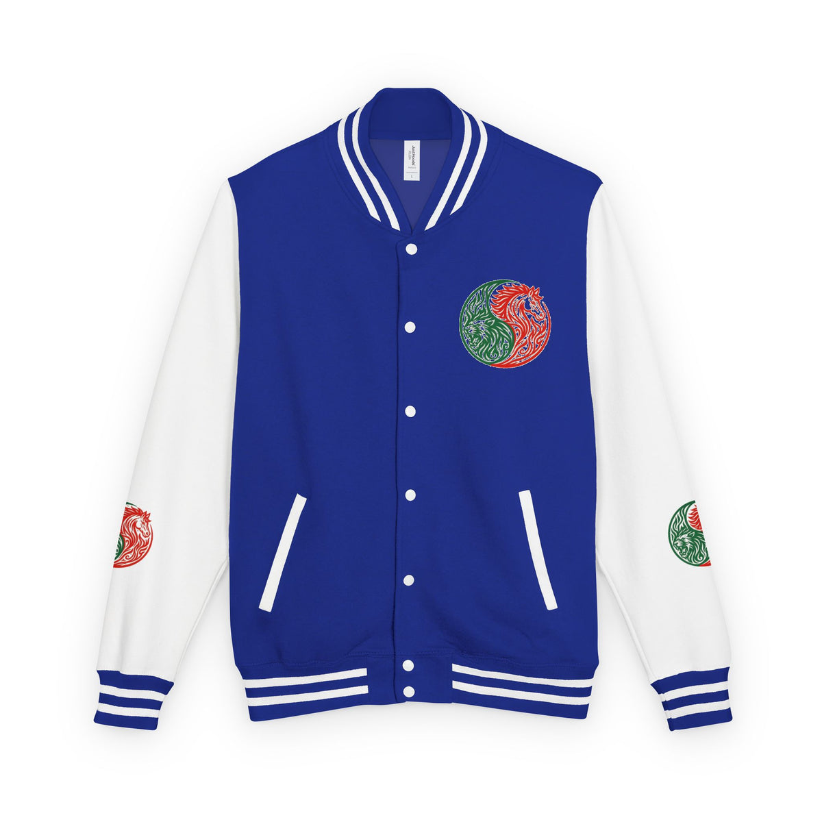 Yin Yang Floral Letterman Jacket — Peaceful & Sincere Varsity Jacket