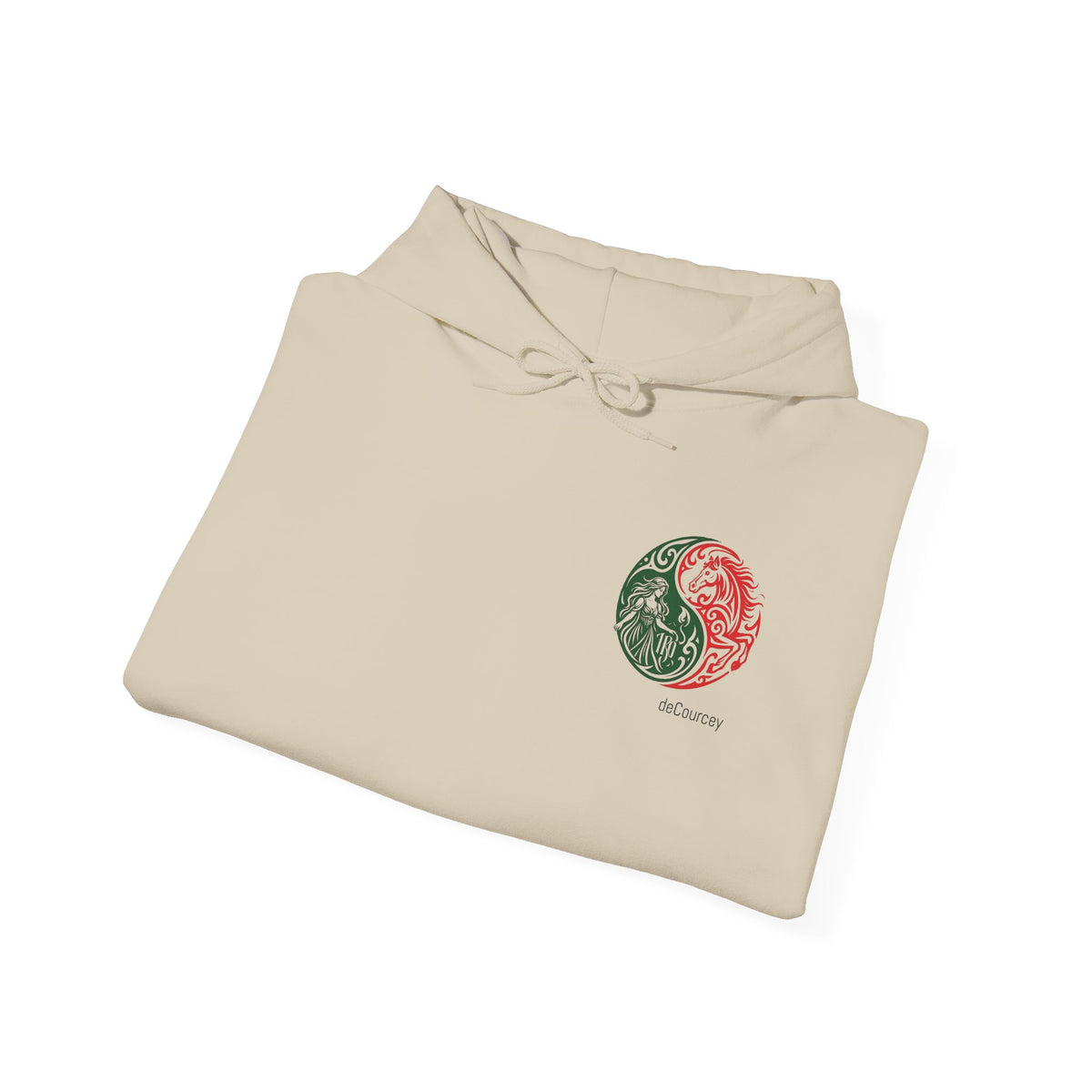 Harmony & Spirit Yin-Yang Hoodie — Floral Green & Red Graphic Sweatshirt