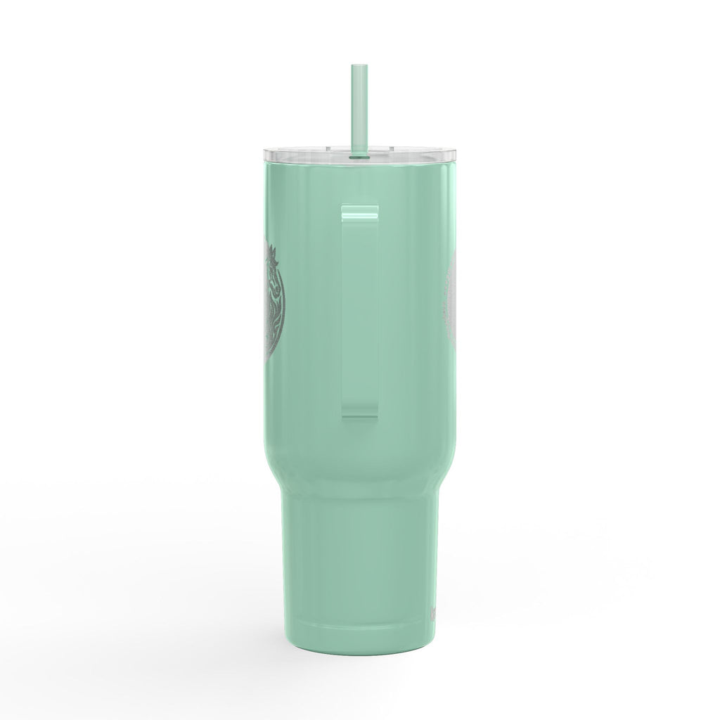 40oz Engraved Insulated Tumbler with Lid — Travel Mug with Handle, Spill-Resistant Straw