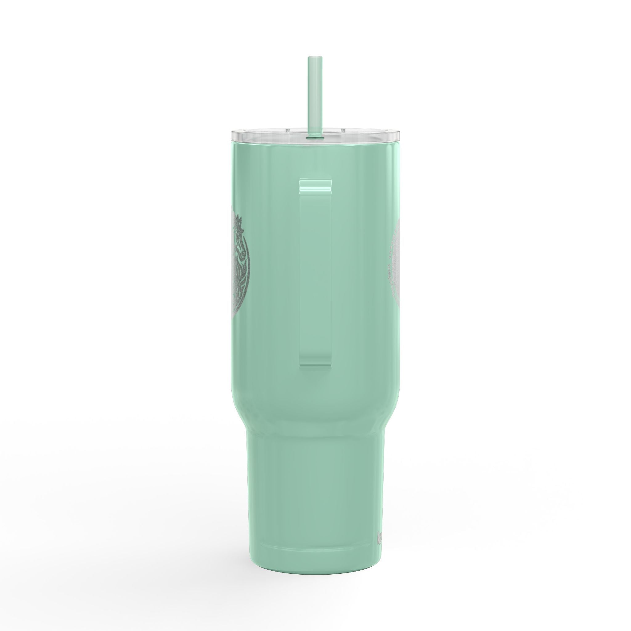 40oz Engraved Insulated Tumbler with Lid — Travel Mug with Handle, Spill-Resistant Straw