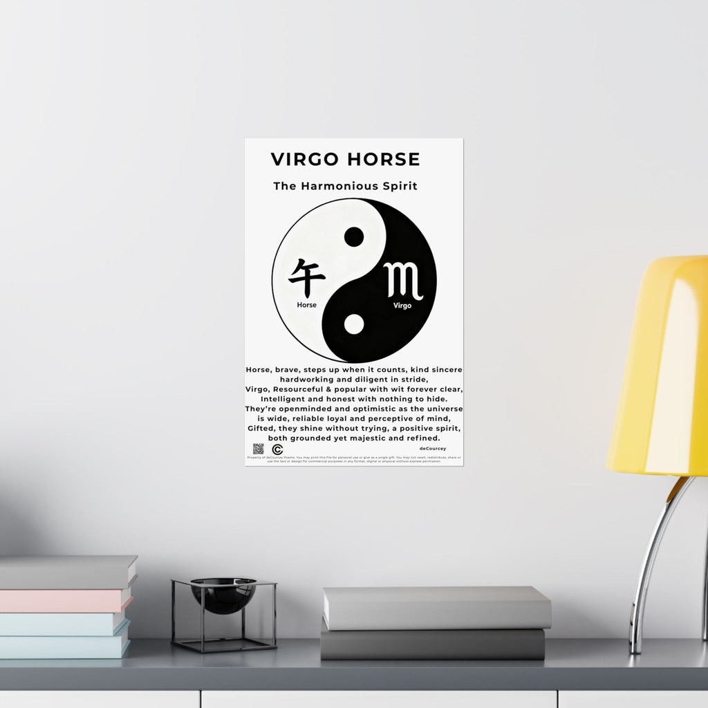 Virgo Horse Poster — Matte Zodiac Yin Yang Print ("The Harmonious Spirit")