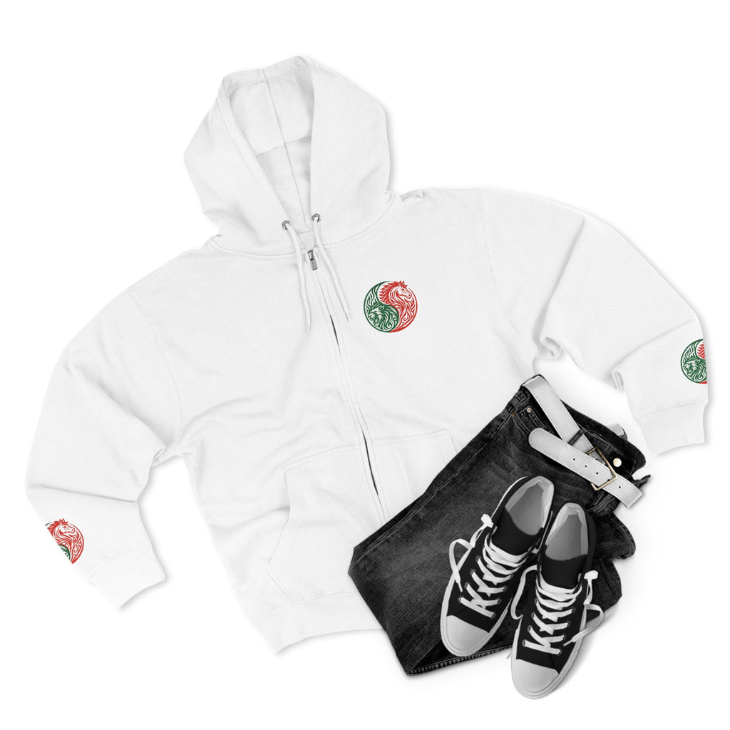 Yin Yang Dragon Zip Hoodie — Joyful & Fierce Inspirational Graphic Hoodie.