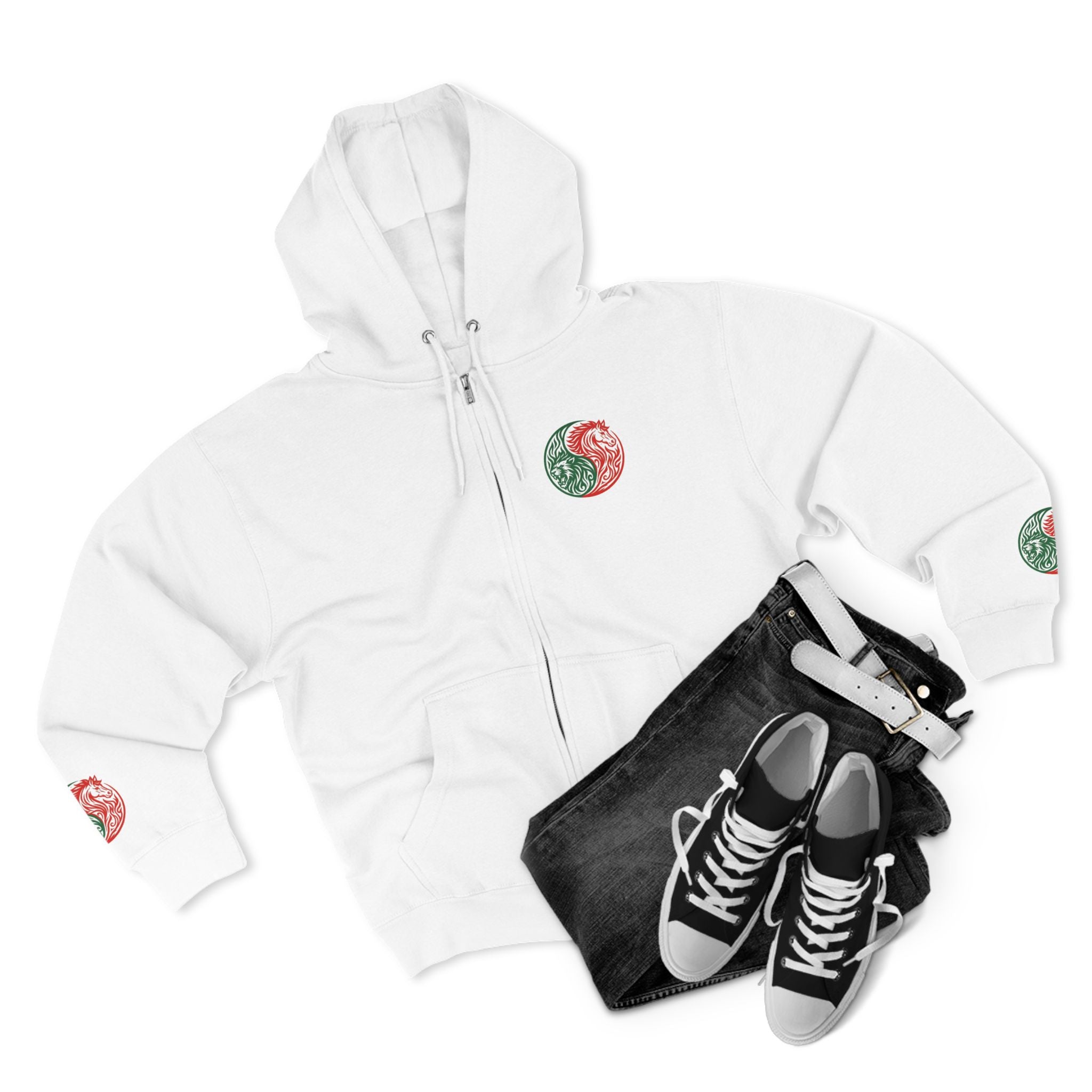 Yin Yang Dragon Zip Hoodie — Joyful & Fierce Inspirational Graphic Hoodie.