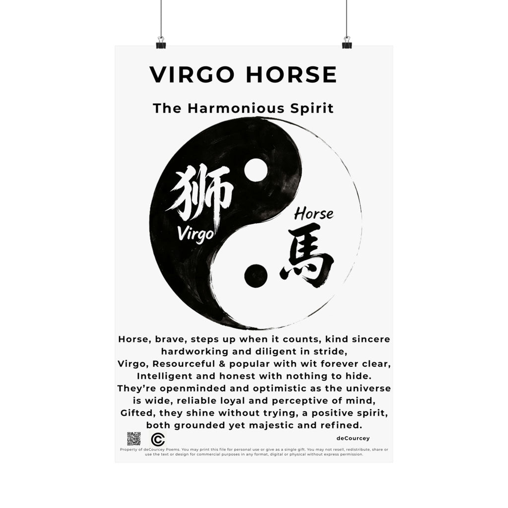 Virgo Horse Zodiac Poster — Matte Vertical Astrology Print