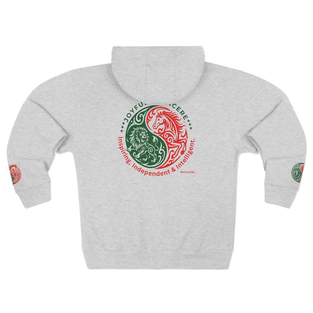 Yin Yang Dragon Zip Hoodie — Joyful & Fierce Inspirational Graphic Hoodie.