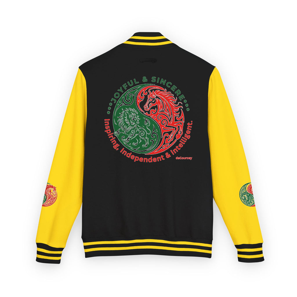 Yin Yang Floral Letterman Jacket — Peaceful & Sincere Varsity Jacket