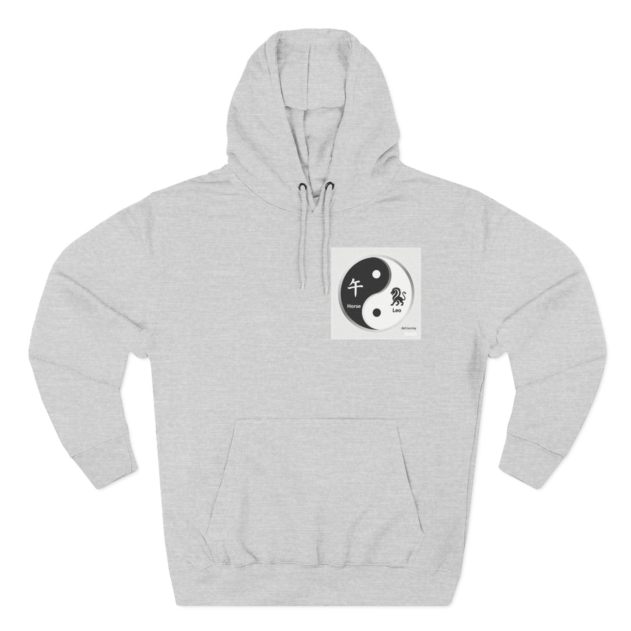 Radiant Spirit Yin-Yang Hoodie ; Honesty & Loyalty Graphic Fleece Hoodie; The Radiant Spirit; Leo and Horse Zodiac ; Leo Horse Star signs;  Astrology Fiery Horse and Leo Verse; Astrological character...