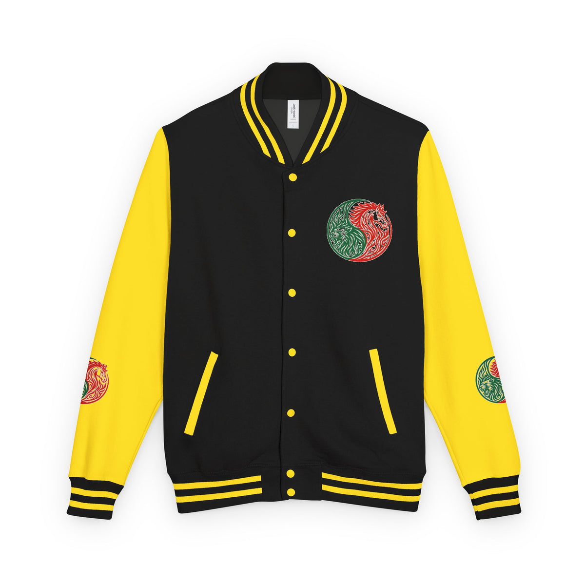 Yin Yang Floral Letterman Jacket — Peaceful & Sincere Varsity Jacket