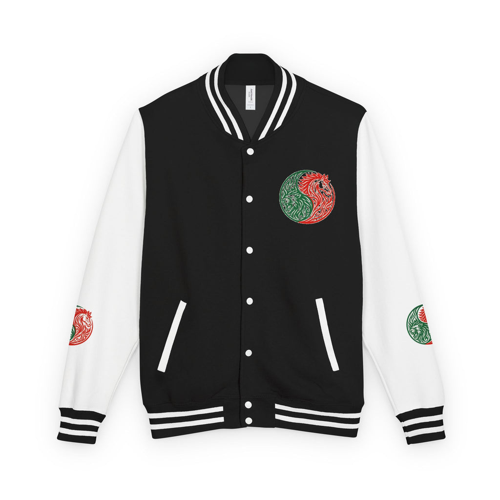 Yin Yang Floral Letterman Jacket — Peaceful & Sincere Varsity Jacket