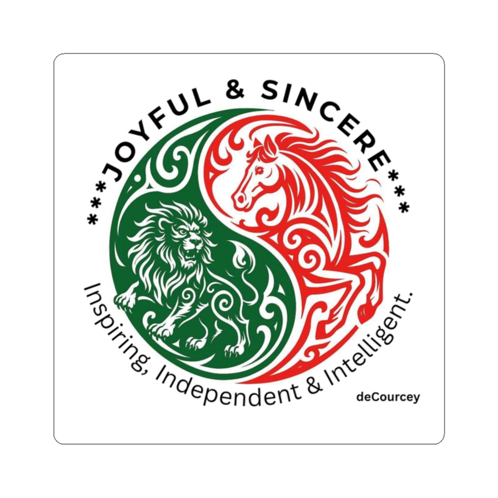 Joyful & Sincere Lion & Horse Yin-Yang Kiss-Cut Sticker — Inspiring, Independent & Intelligent