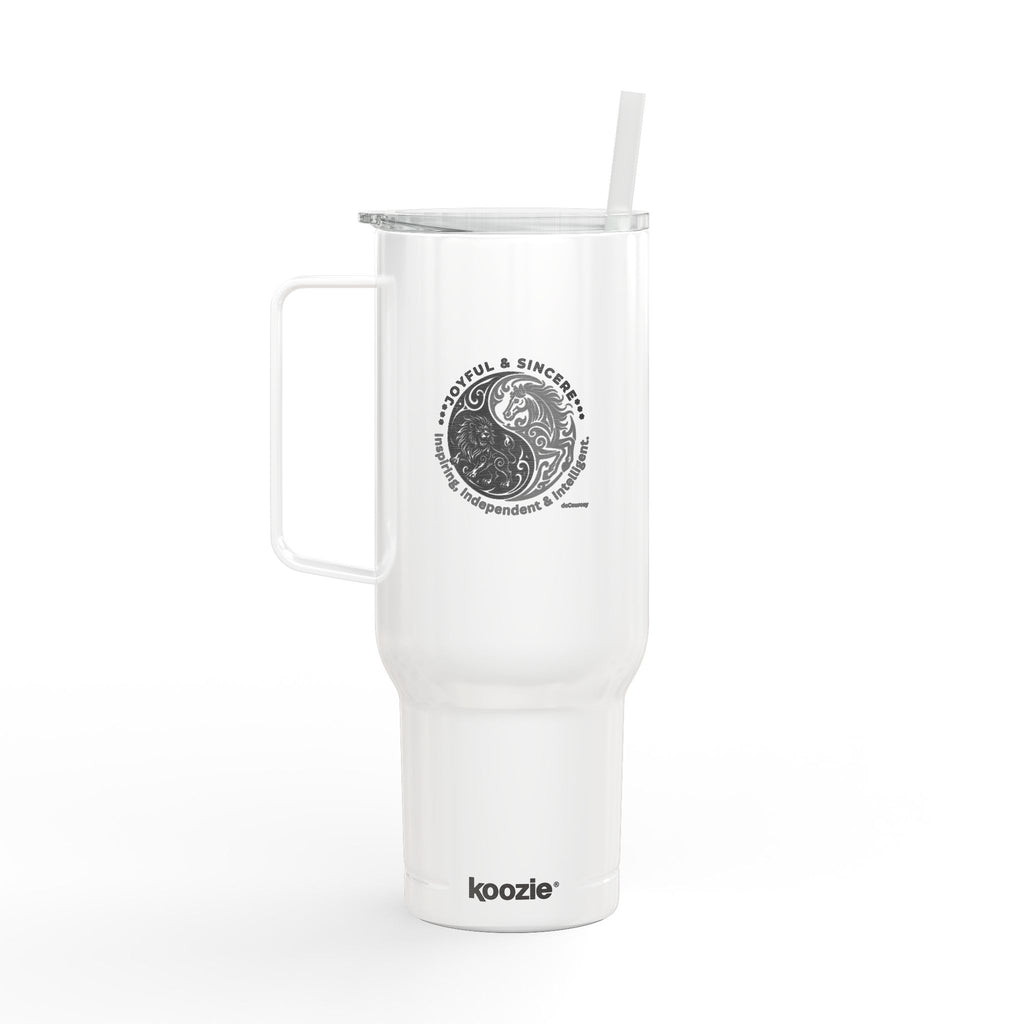 40oz Engraved Insulated Tumbler with Lid — Travel Mug with Handle, Spill-Resistant Straw