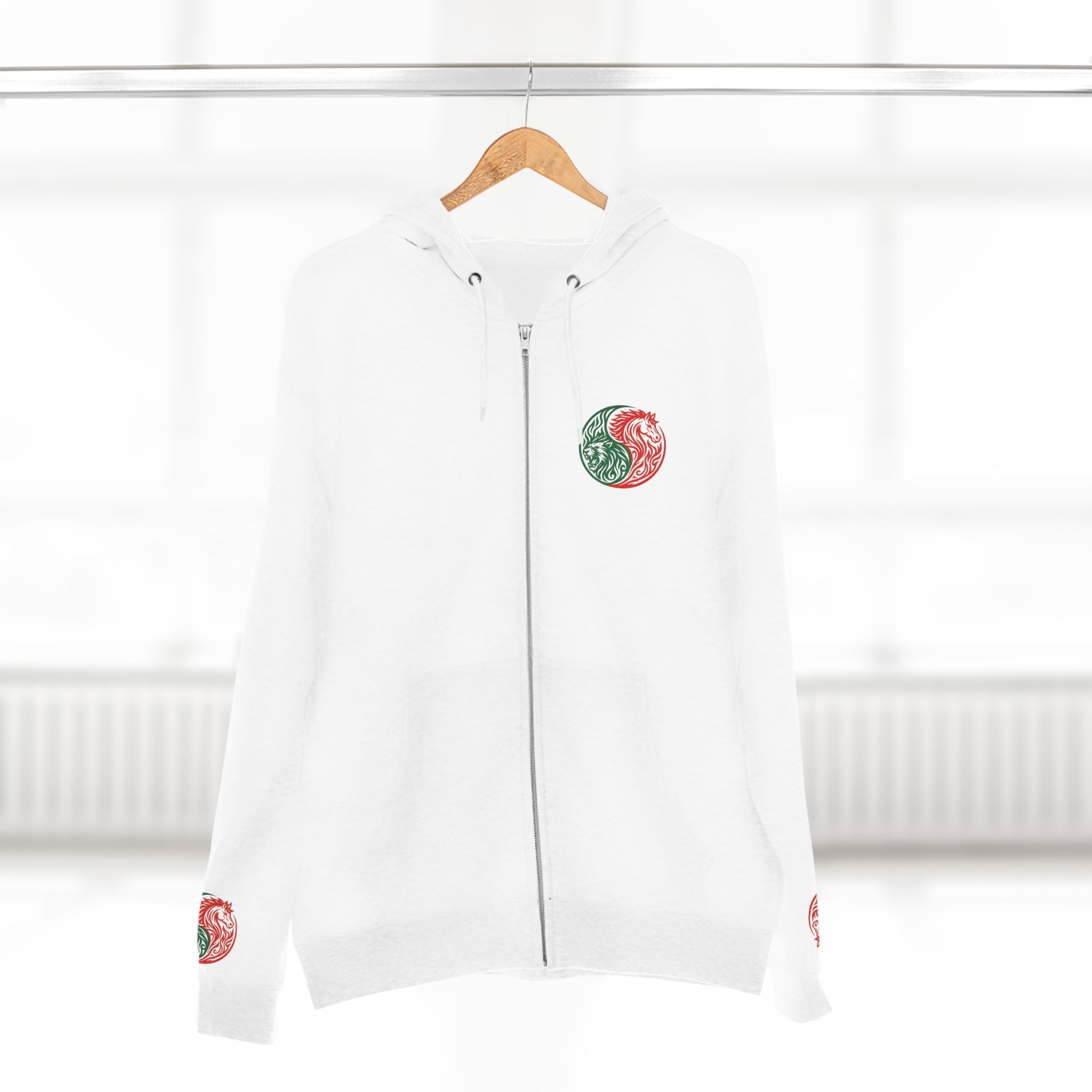 Yin Yang Dragon Zip Hoodie — Joyful & Fierce Inspirational Graphic Hoodie.