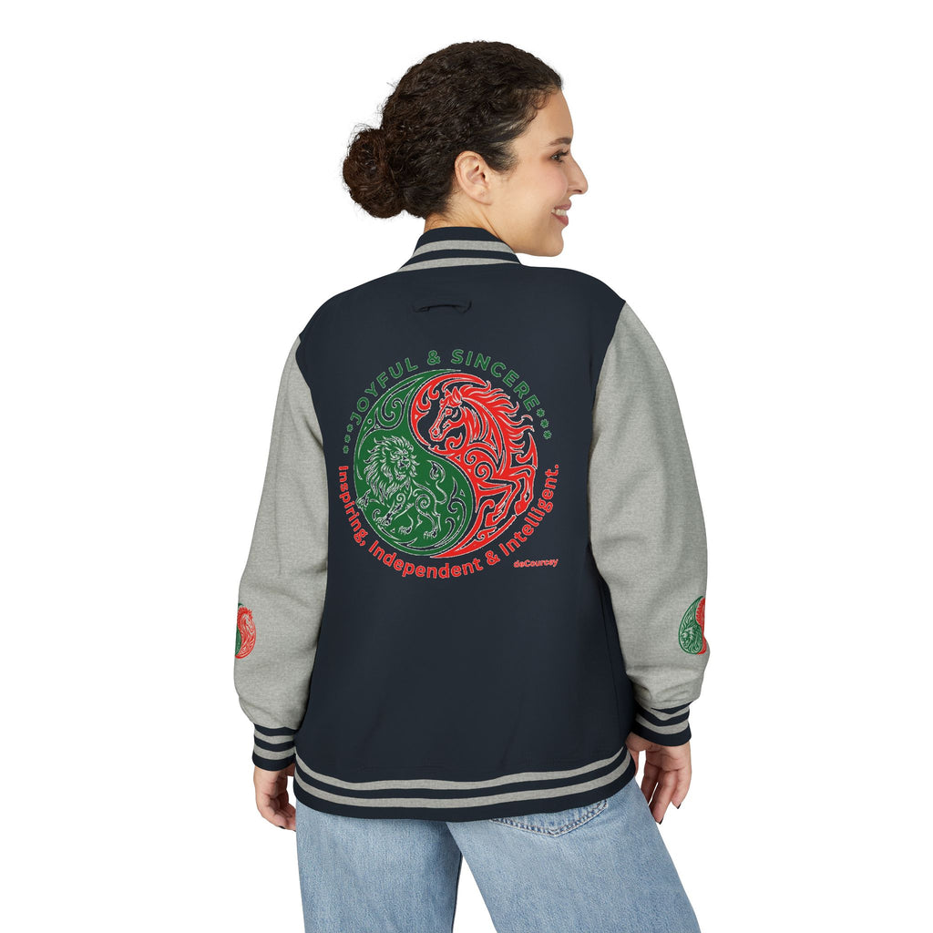 Yin Yang Floral Letterman Jacket — Peaceful & Sincere Varsity Jacket