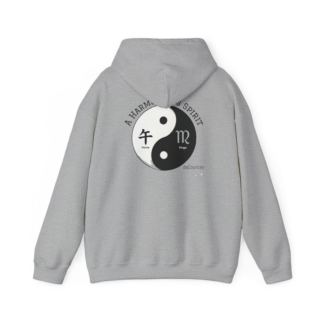 Yin Yang Virgo Hoodie — 'No Harm, No Spirit' Astrological Graphic Sweatshirt