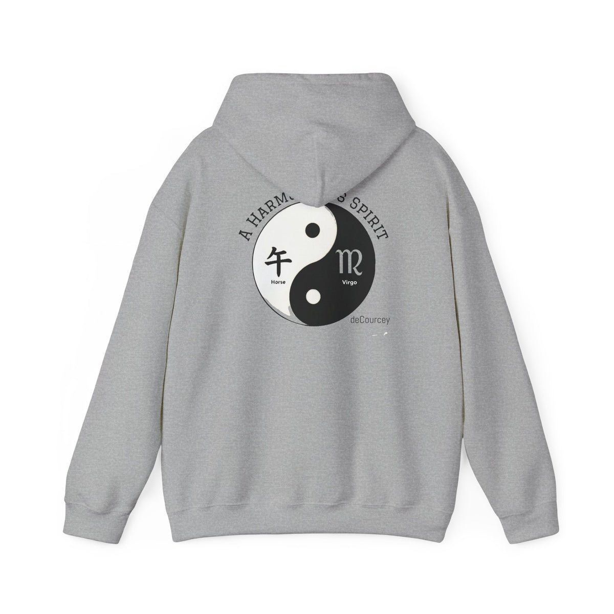 Yin Yang Virgo Hoodie — 'No Harm, No Spirit' Astrological Graphic Sweatshirt