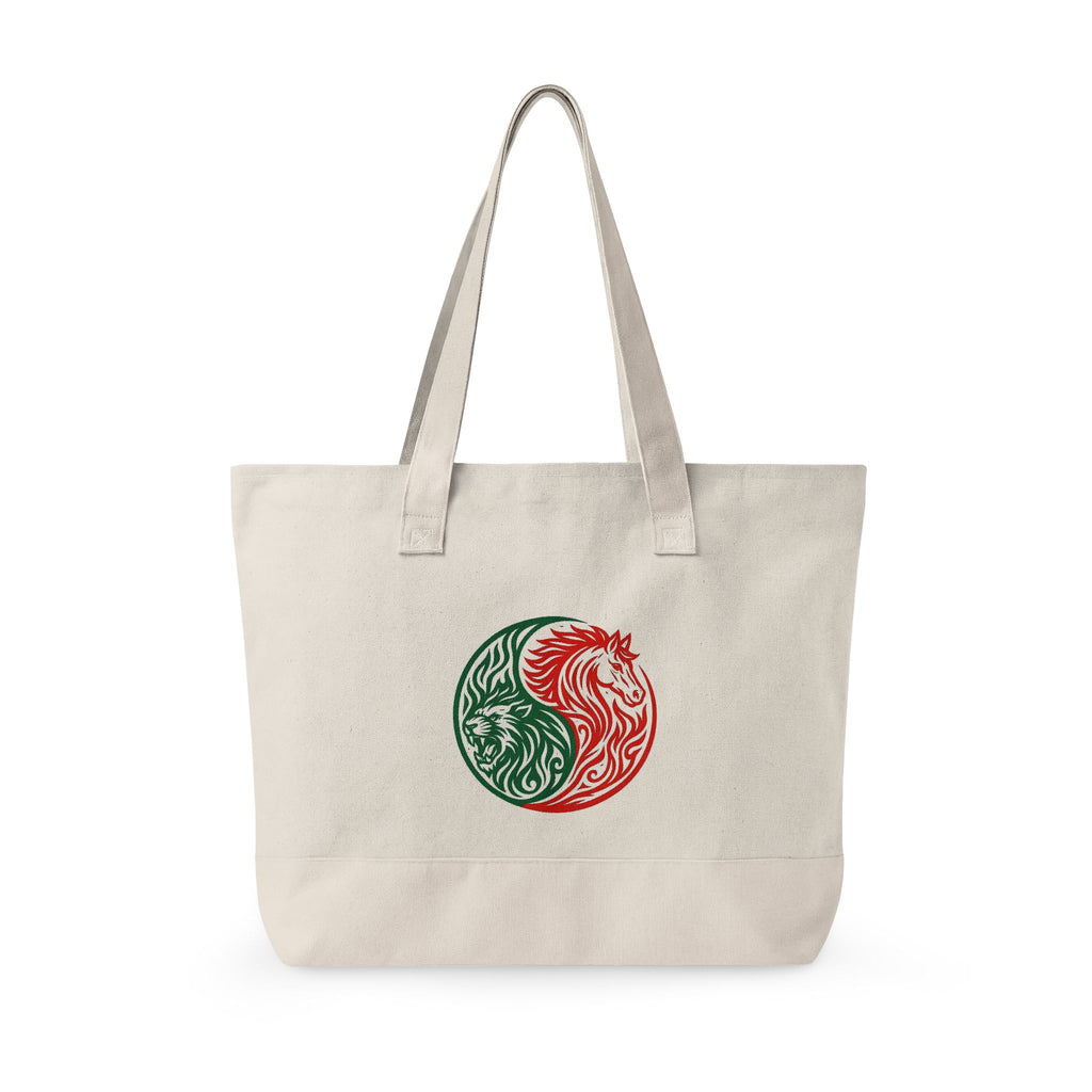 Yin Yang Leo -horse Canvas Tote — Zippered Eco Shopper tote Bag