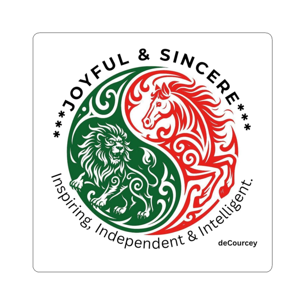 Joyful & Sincere Lion & Horse Yin-Yang Kiss-Cut Sticker — Inspiring, Independent & Intelligent