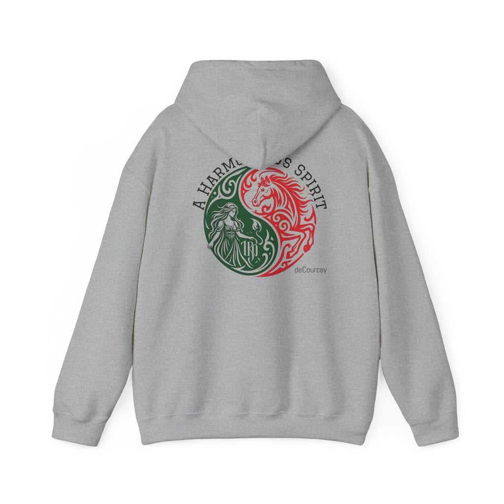 Harmony & Spirit Yin-Yang Hoodie — Floral Green & Red Graphic Sweatshirt