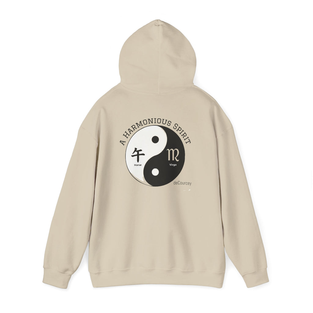 Yin Yang Virgo Hoodie — 'No Harm, No Spirit' Astrological Graphic Sweatshirt