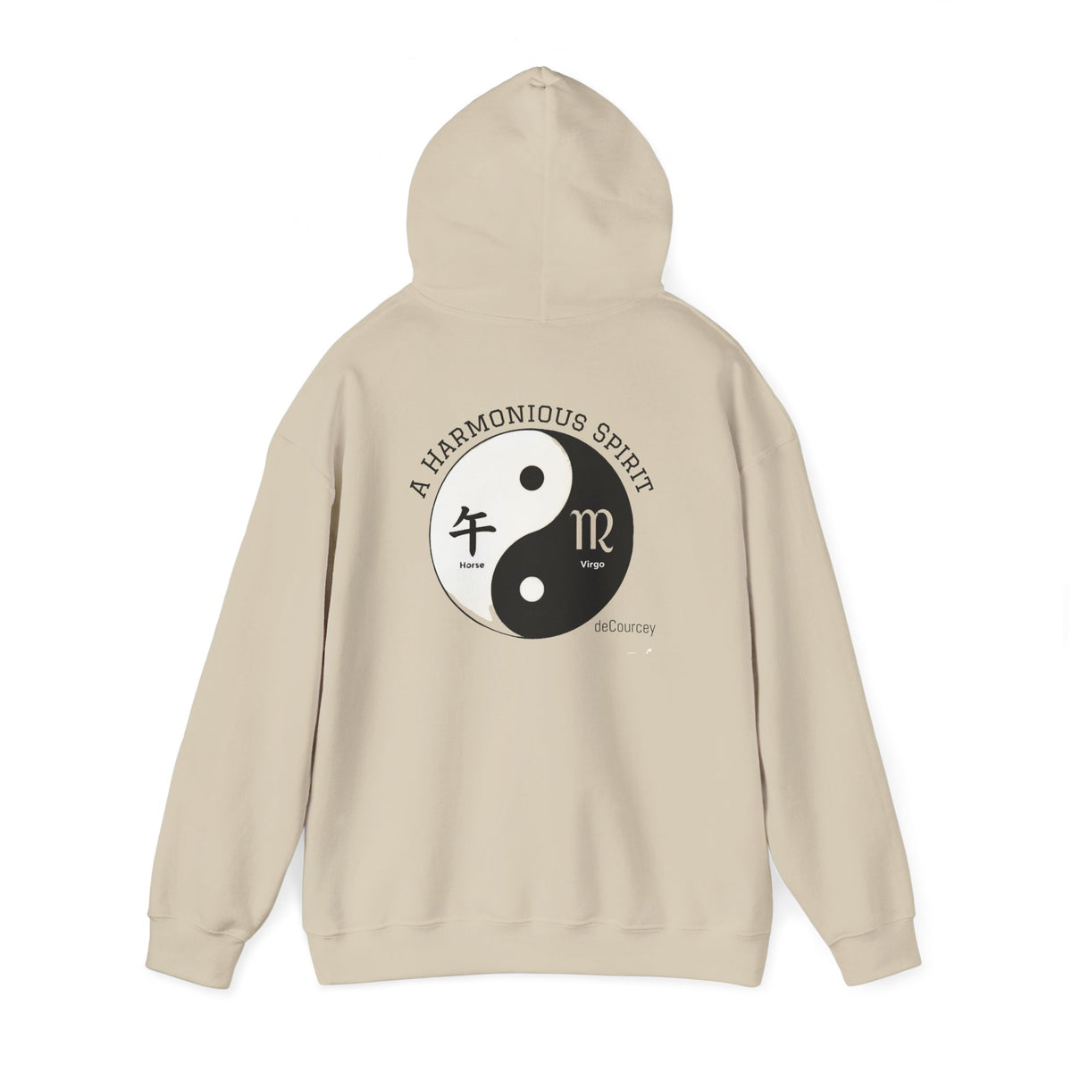 Yin Yang Virgo Hoodie — 'No Harm, No Spirit' Astrological Graphic Sweatshirt