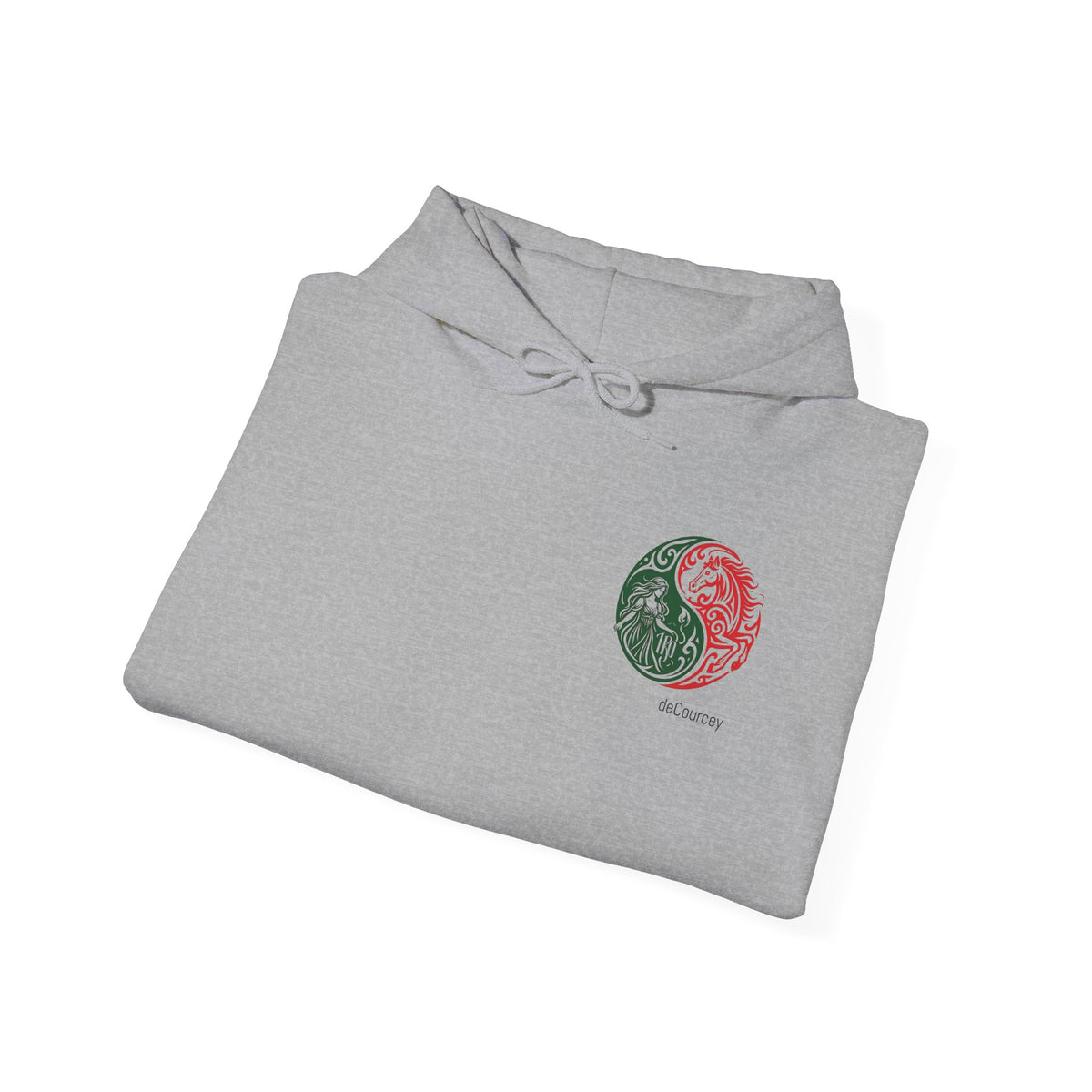 Harmony & Spirit Yin-Yang Hoodie — Floral Green & Red Graphic Sweatshirt