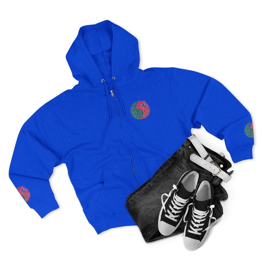 Yin Yang Dragon Zip Hoodie — Joyful & Fierce Inspirational Graphic Hoodie.