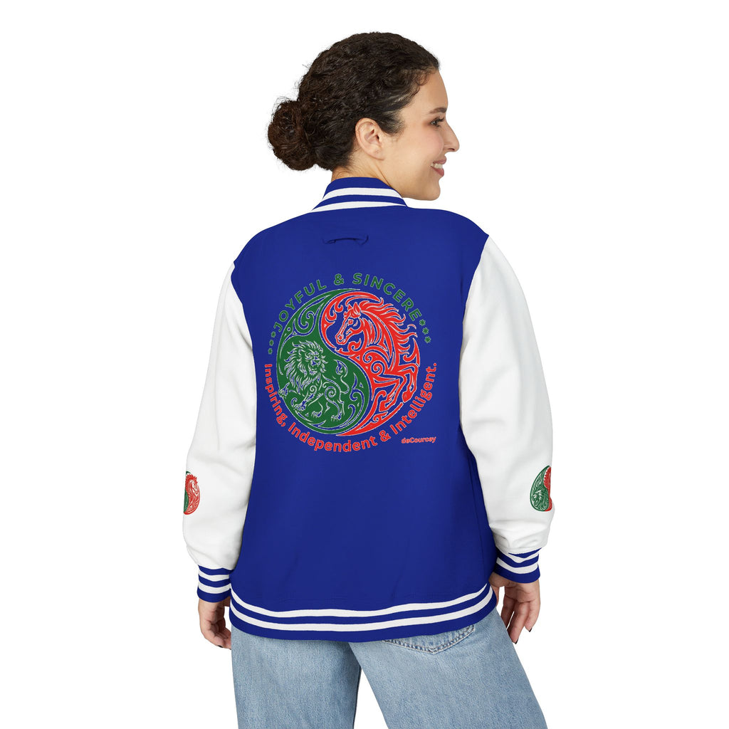 Yin Yang Floral Letterman Jacket — Peaceful & Sincere Varsity Jacket