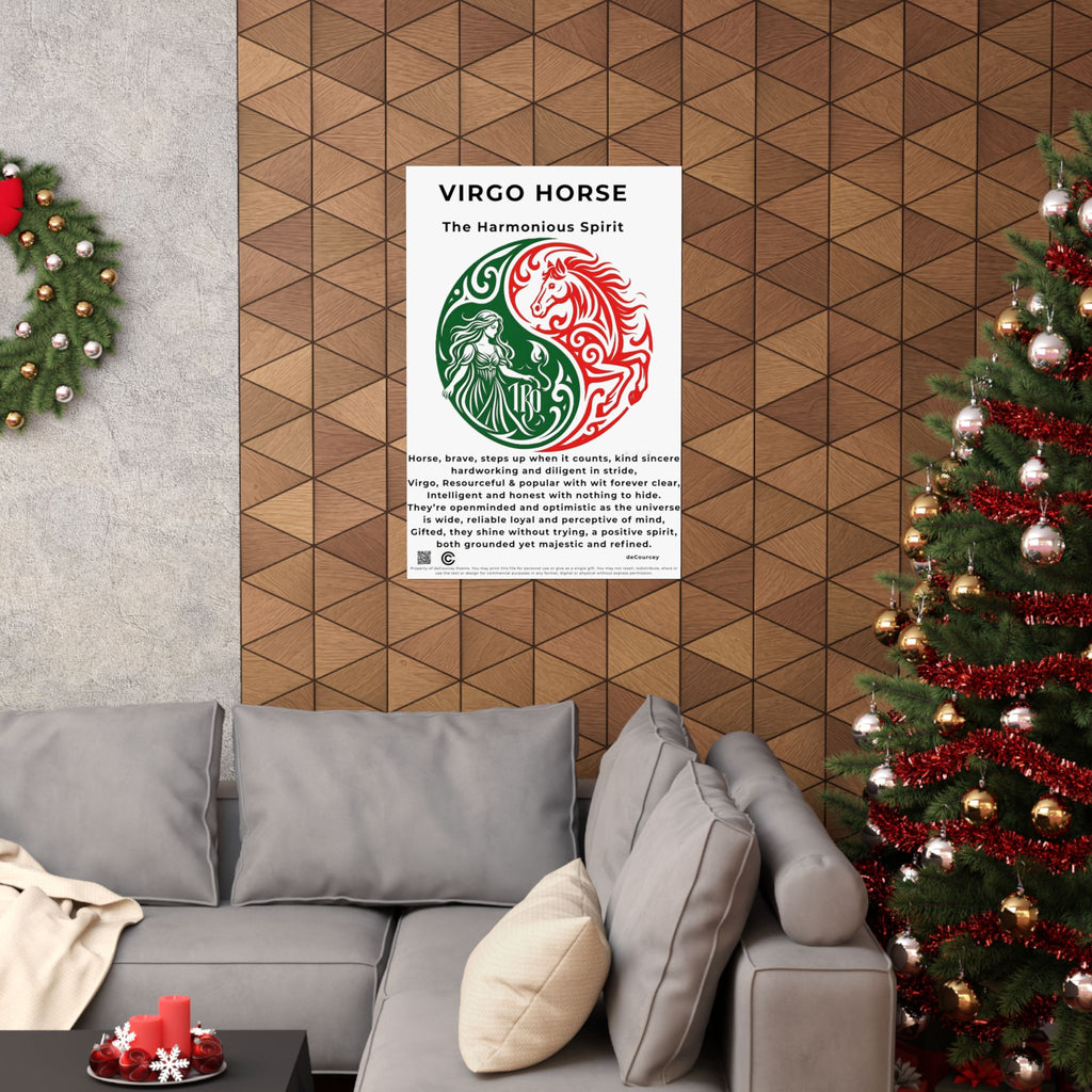 Virgo Horse Poster — Zodiac Yin Yang Matte Vertical Print