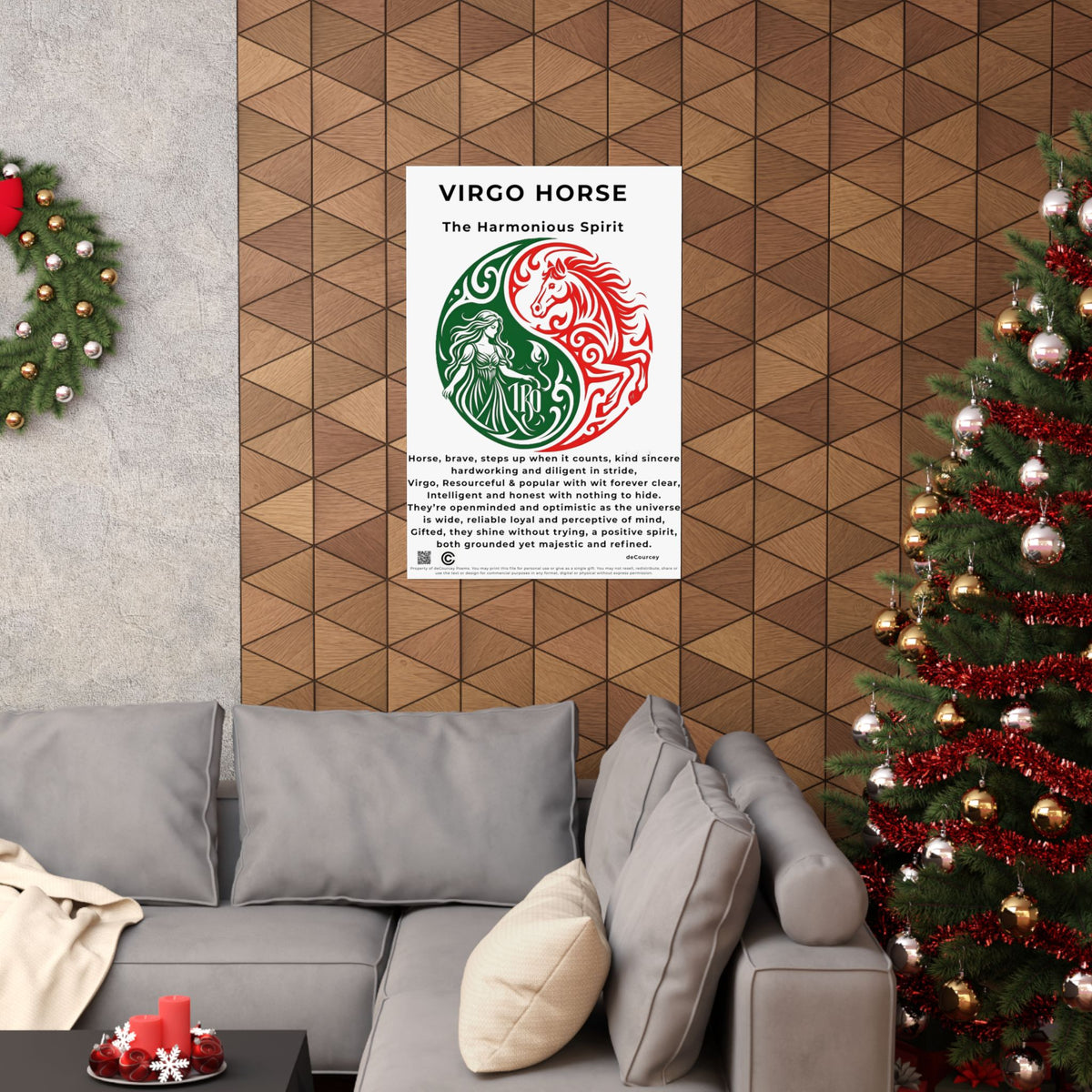 Virgo Horse Poster — Zodiac Yin Yang Matte Vertical Print