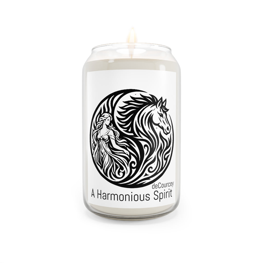 A Harmonious Spirit Scented Soy Candle — 13.75 oz Aromatherapy Candle with Horse & Maiden Design