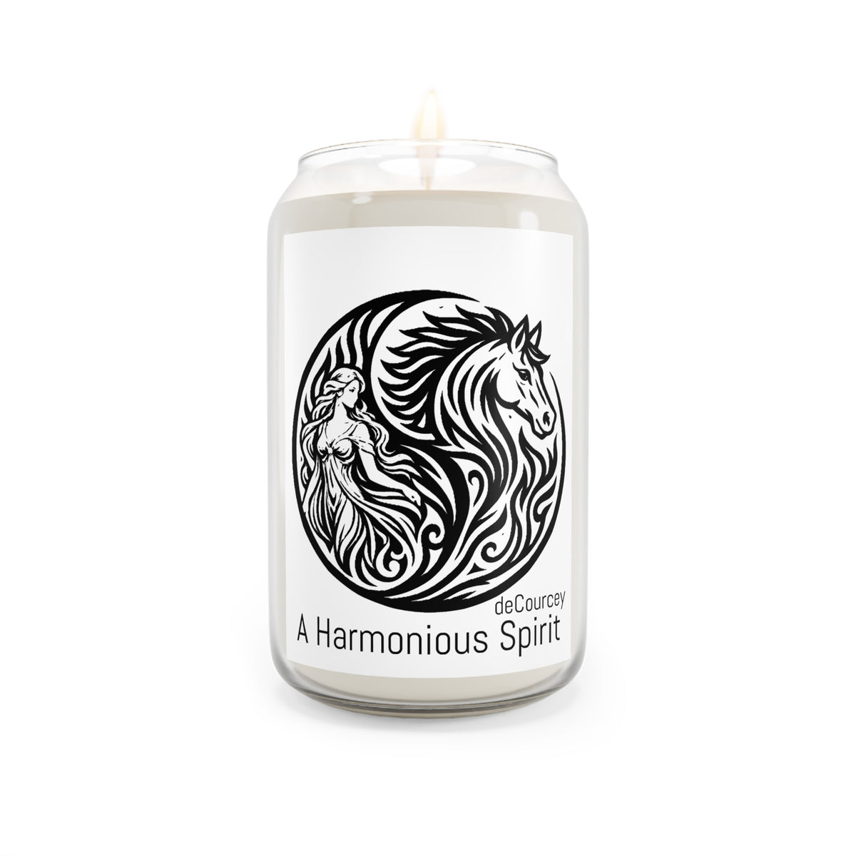 A Harmonious Spirit Scented Soy Candle — 13.75 oz Aromatherapy Candle with Horse & Maiden Design