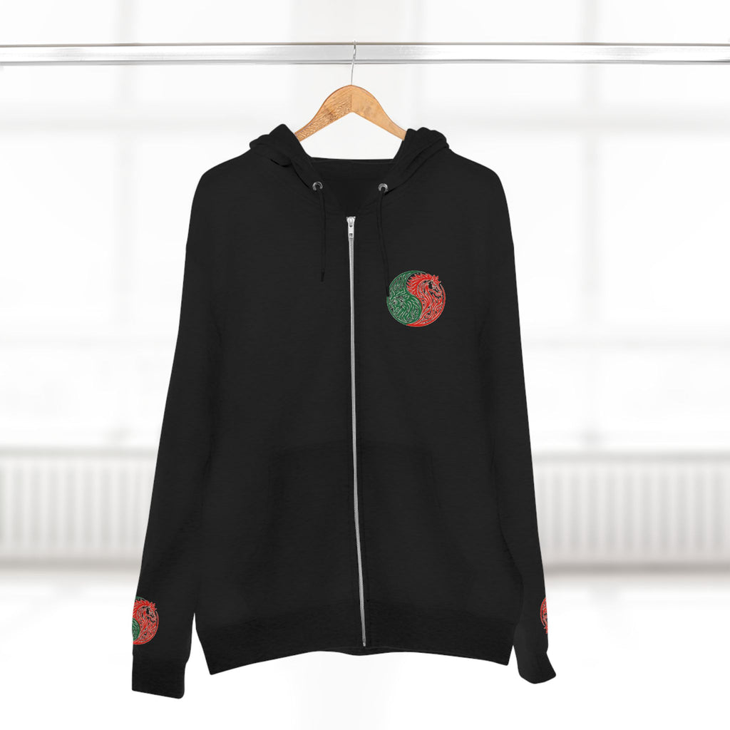 Yin Yang Dragon Zip Hoodie — Joyful & Fierce Inspirational Graphic Hoodie.