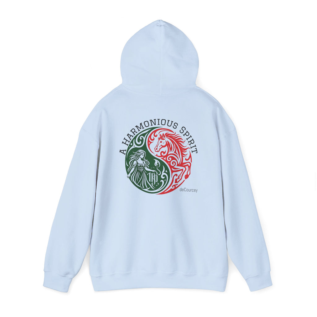 Harmony & Spirit Yin-Yang Hoodie — Floral Green & Red Graphic Sweatshirt